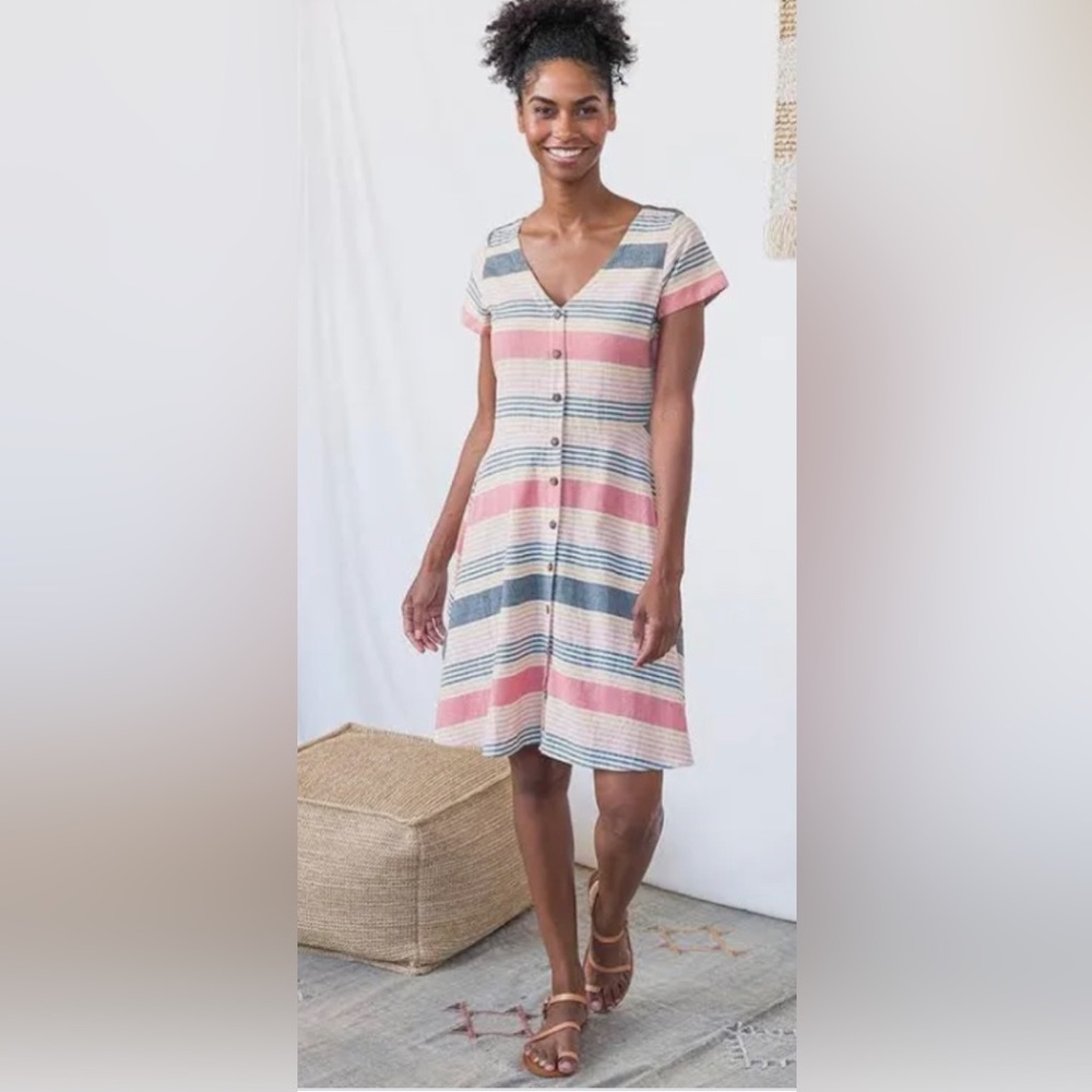 Mata Traders fit and flare striped rayon/cotton dress, size XS